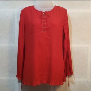 Milano Red Long Sleeve Blouse